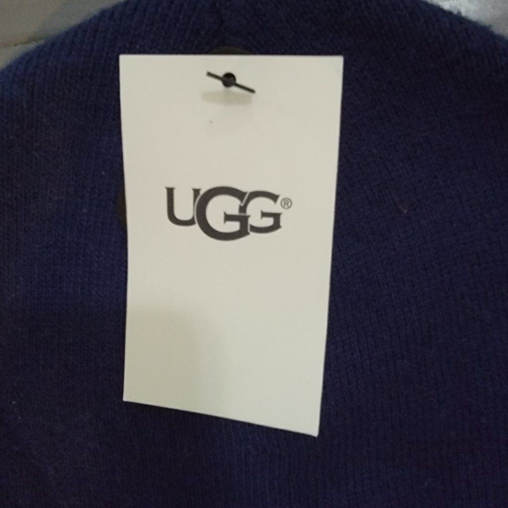 UGG Men's Blue Polyester Blend Knit Cuff Winter Beanie Hat - Picture 7 of 10